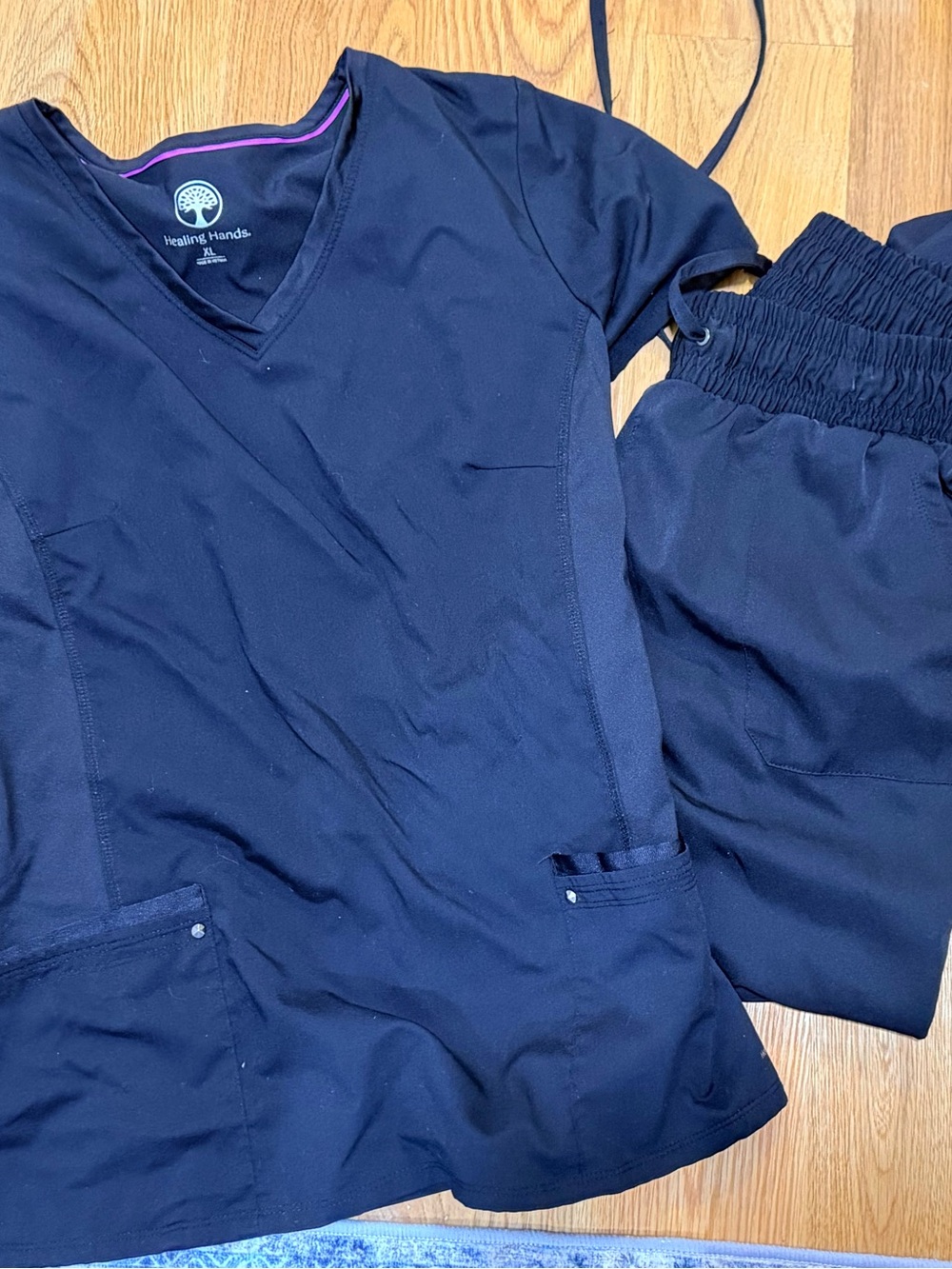 healing hands Navy Women's Athletic Scrub Top and Pants